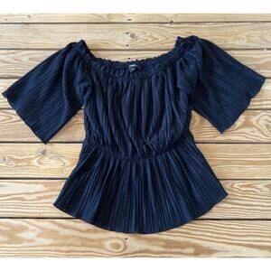 Express Crinkle Cinch Waist Top Size XS Women’s Black